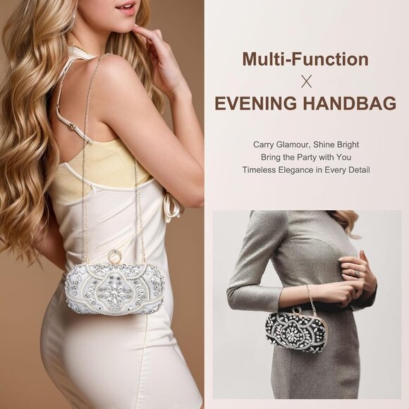 Luxury Rhinestone Clutch with Chain Strap for Weddings and Elegant Occasions - Picture 6 of 7